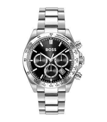 Montre BOSS BLACK HERO 2.0 Homme 1514267 Analogue Cadran MINERAL Noir Bracelet Acier inoxydable Acier Etanchéité 5BAR