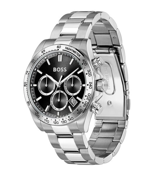 Montre BOSS BLACK HERO 2.0 Homme 1514267 Analogue Cadran MINERAL Noir Bracelet Acier inoxydable Acier Etanchéité 5BAR