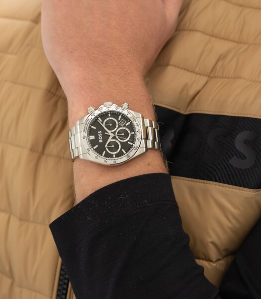 Montre BOSS BLACK HERO 2.0 Homme 1514267 Analogue Cadran MINERAL Noir Bracelet Acier inoxydable Acier Etanchéité 5BAR