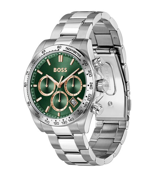 Montre BOSS BLACK HERO 2.0 Homme 1514268 Analogue Cadran MINERAL Vert Bracelet Acier inoxydable Acier Etanchéité 5BAR