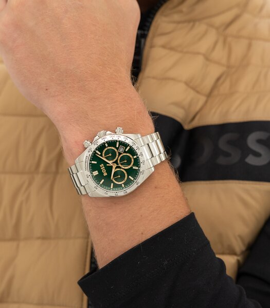 Montre BOSS BLACK HERO 2.0 Homme 1514268 Analogue Cadran MINERAL Vert Bracelet Acier inoxydable Acier Etanchéité 5BAR