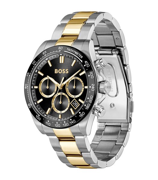 Montre BOSS BLACK HERO 2.0 Homme 1514269 Analogue Cadran MINERAL Noir Bracelet Acier inoxydable Acier / or jaune Etanchéité 5BAR