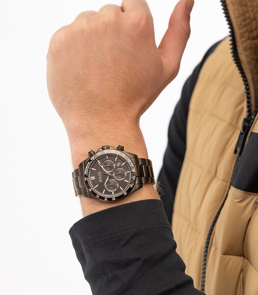 Montre BOSS BLACK HERO 2.0 Homme 1514271 Analogue Cadran MINERAL Noir Bracelet Acier Noir Etanchéité 5BAR