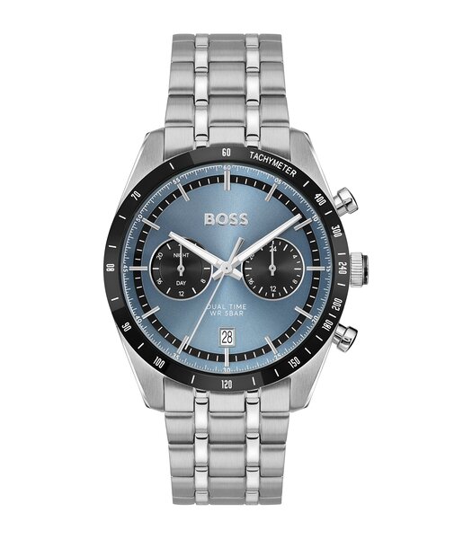 Montre BOSS BLACK TOURMASTER Homme 1514286 Analogue Cadran MINERAL Bleu Bracelet Acier inoxydable Acier Etanchéité 5BAR
