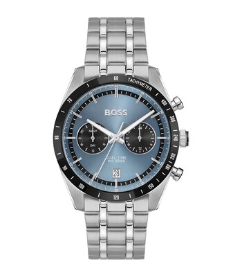 Montre BOSS BLACK TOURMASTER Homme 1514286 Analogue Cadran MINERAL Bleu Bracelet Acier inoxydable Acier Etanchéité 5BAR