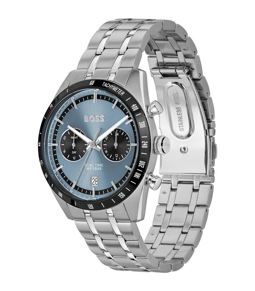 Montre BOSS BLACK TOURMASTER Homme 1514286 Analogue Cadran MINERAL Bleu Bracelet Acier inoxydable Acier Etanchéité 5BAR