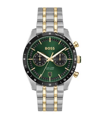 Montre BOSS BLACK TOURMASTER Homme 1514287 Analogue Cadran MINERAL Vert Bracelet Acier inoxydable Acier / or jaune Boucle déployante Etanchéité 5BAR