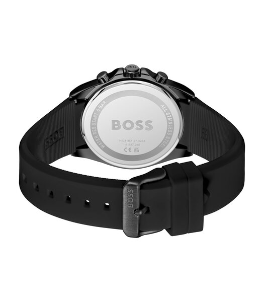Montre BOSS BLACK STRIKER CHRONO - LE Homme 1514289 Analogue Cadran MINERAL Noir Bracelet Silicone Noir Etanchéité 5BAR