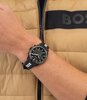 Montre BOSS BLACK STRIKER CHRONO - LE Homme 1514289 Analogue Cadran MINERAL Noir Bracelet Silicone Noir Etanchéité 5BAR