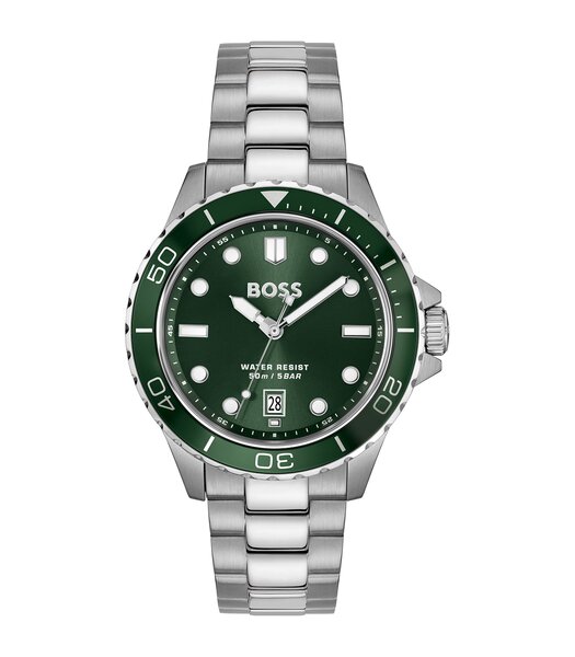 Montre BOSS BLACK TROPER SPORT Homme 1514294 Analogue Cadran MINERAL Vert Bracelet Acier inoxydable Acier Etanchéité 5BAR