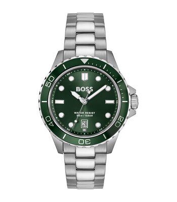 Montre BOSS BLACK TROPER SPORT Homme 1514294 Analogue Cadran MINERAL Vert Bracelet Acier inoxydable Acier Etanchéité 5BAR