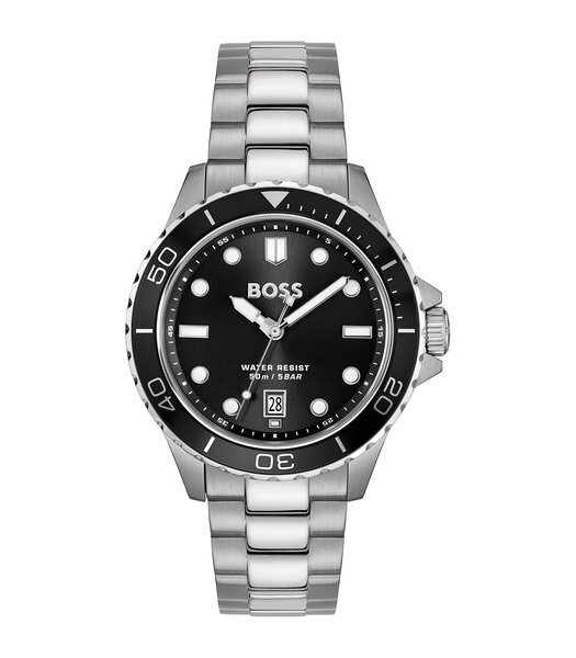 Montre BOSS BLACK TROPER SPORT Homme 1514295 Analogue Cadran MINERAL Noir Bracelet Acier inoxydable Acier Etanchéité 5BAR