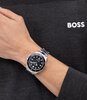 Montre BOSS BLACK TROPER SPORT Homme 1514295 Analogue Cadran MINERAL Noir Bracelet Acier inoxydable Acier Etanchéité 5BAR
