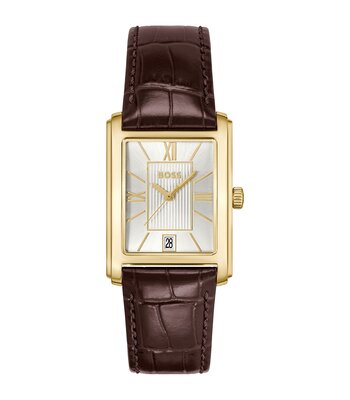 Montre BOSS BLACK PRINCIPLE DRESS Homme 1514300 Analogue Cadran MINERAL Argenté Bracelet Cuir Brun Etanchéité 3BAR