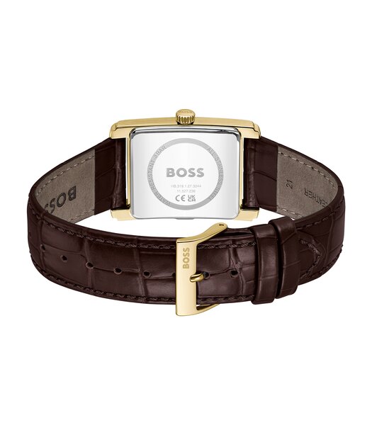 Montre BOSS BLACK PRINCIPLE DRESS Homme 1514300 Analogue Cadran MINERAL Argenté Bracelet Cuir Brun Etanchéité 3BAR