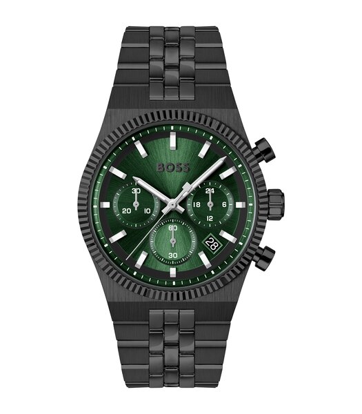 Montre BOSS BLACK CANDOR PRIME Homme 1514308 Analogue Cadran MINERAL Vert Bracelet Acier Noir Etanchéité 5BAR
