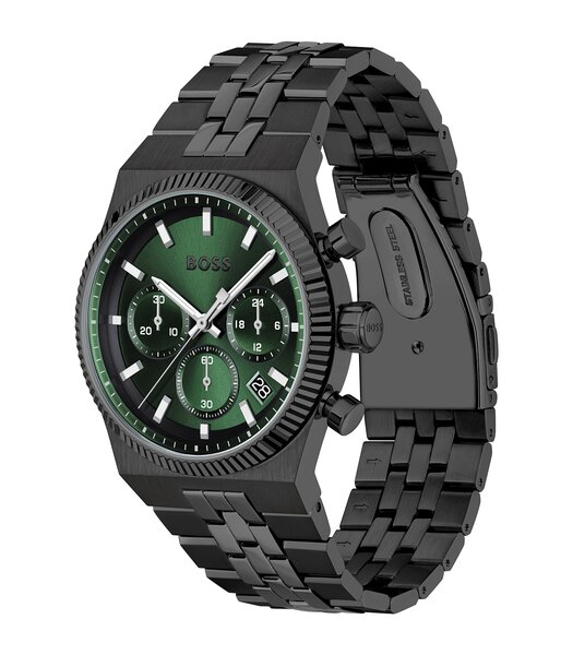 Montre BOSS BLACK CANDOR PRIME Homme 1514308 Analogue Cadran MINERAL Vert Bracelet Acier Noir Etanchéité 5BAR