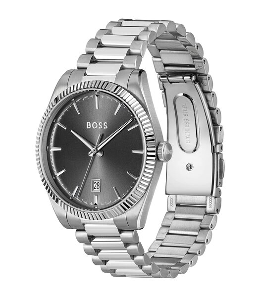 Montre BOSS BLACK CHESWICK Homme 1514310 Analogue Cadran MINERAL Gris Bracelet Acier inoxydable Acier Etanchéité 5BAR