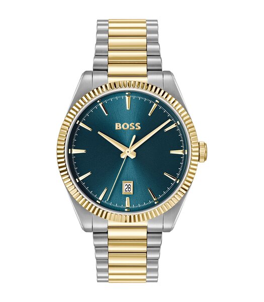 Montre BOSS BLACK CHESWICK Homme 1514311 Analogue Cadran MINERAL Bleu Bracelet Acier inoxydable Acier / or jaune Etanchéité 5BAR
