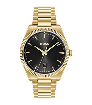 Montre BOSS BLACK CHESWICK Homme 1514312 Analogue Cadran MINERAL Noir Bracelet Acier Or jaune Etanchéité 5BAR