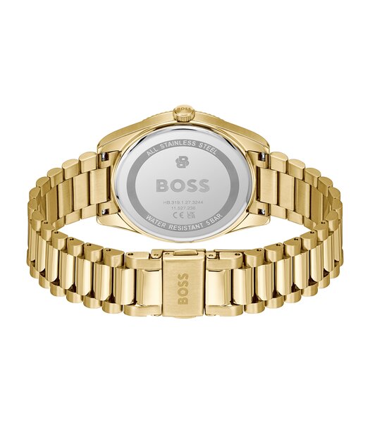 Montre BOSS BLACK CHESWICK Homme 1514312 Analogue Cadran MINERAL Noir Bracelet Acier Or jaune Etanchéité 5BAR