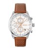 Montre BOSS BLACK GRAND PRIX 44 - LE Homme 1514313 Analogue Cadran MINERAL Blanc Bracelet Cuir Brun Etanchéité 5BAR