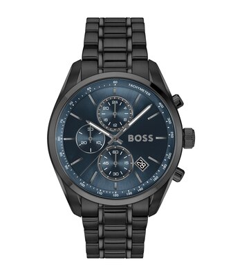 Montre BOSS BLACK GRAND PRIX 44 - LE Homme 1514314 Analogue Cadran MINERAL Bleu Bracelet Acier Noir Etanchéité 5BAR