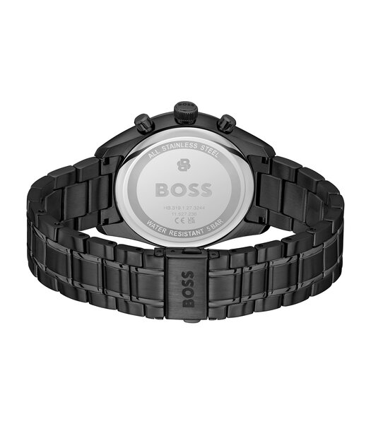Montre BOSS BLACK GRAND PRIX 44 - LE Homme 1514314 Analogue Cadran MINERAL Bleu Bracelet Acier Noir Etanchéité 5BAR