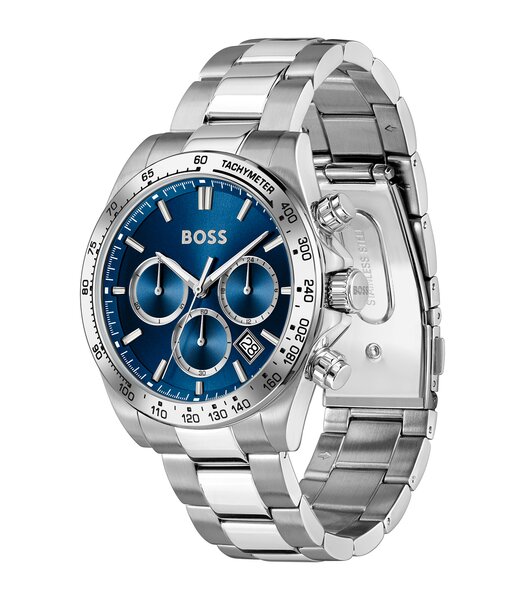 Montre BOSS BLACK HERO 2.0 Homme 1514315 Analogue Cadran MINERAL Bleu Bracelet Acier inoxydable Acier Etanchéité 5BAR