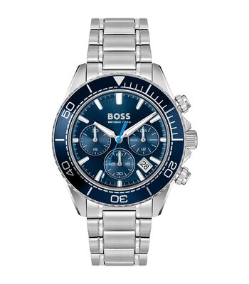 Montre BOSS BLACK SEALINER Homme 1514322 Analogue Cadran MINERAL Bleu Bracelet Acier inoxydable Acier Etanchéité 10BAR