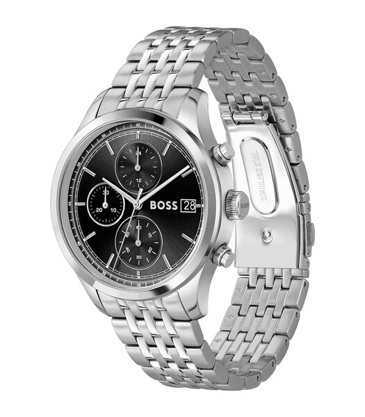 Montre BOSS BLACK STRATUS Homme 1514328 Analogue Cadran MINERAL Noir Bracelet Acier inoxydable Acier Etanchéité 5BAR