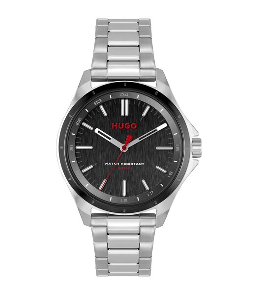 Montre HUGO COMPLETE Homme 1530323 Analogique Cadran Minéral Noir Bracelet Milanais Noir Clip / clasp Etanchéité 5 ATM
