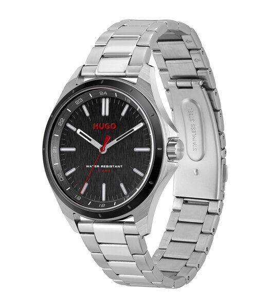 Montre HUGO COMPLETE Homme 1530323 Analogique Cadran Minéral Noir Bracelet Milanais Noir Clip / clasp Etanchéité 5 ATM