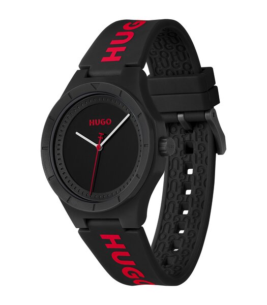 Montre HUGO LIT FOR HIM Homme 1530343 Analogue Cadran MINERAL Noir Bracelet Silicone Noir Clip / clasp Etanchéité 5BAR