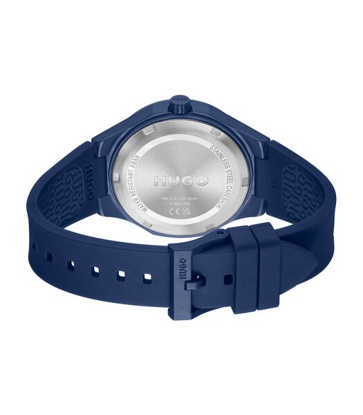 Montre HUGO LIT FOR HIM Homme 1530344 Analogue Cadran MINERAL Bleu Bracelet Silicone Bleu Clip / clasp Etanchéité 5BAR