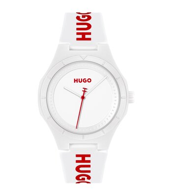 Montre HUGO LIT FOR HIM Homme 1530345 Analogue Cadran MINERAL Blanc Bracelet Silicone Blanc Clip / clasp Etanchéité 5BAR