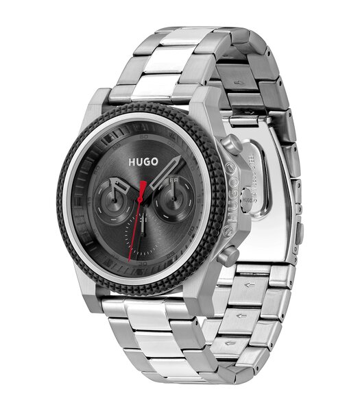 Montre HUGO BRAVE Homme 1530347 Analogue Cadran MINERAL Noir Bracelet Acier inoxydable Acier Clip / clasp Etanchéité 5BAR