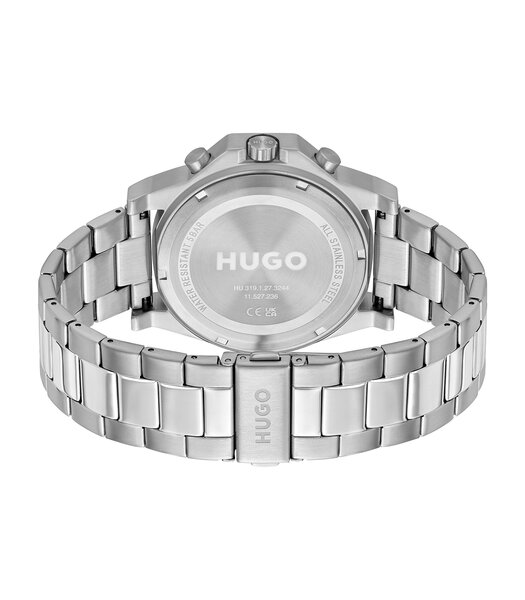Montre HUGO BRAVE Homme 1530347 Analogue Cadran MINERAL Noir Bracelet Acier inoxydable Acier Clip / clasp Etanchéité 5BAR