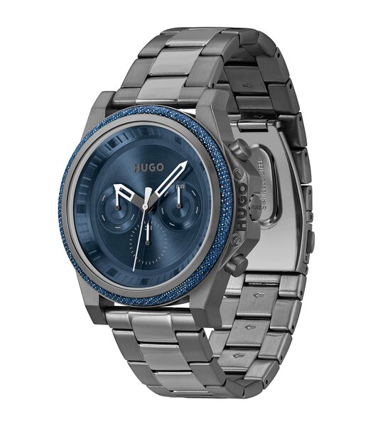 Montre HUGO BRAVE Homme 1530350 Analogique Cadran Minéral Noir Bracelet Milanais Noir Clip / clasp Etanchéité 5 ATM