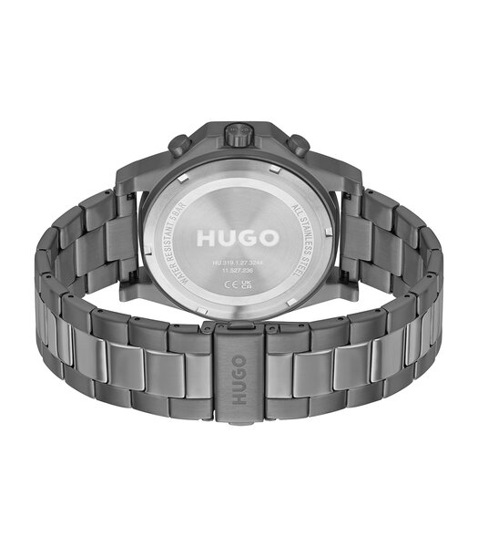 Montre HUGO BRAVE Homme 1530350 Analogique Cadran Minéral Noir Bracelet Milanais Noir Clip / clasp Etanchéité 5 ATM