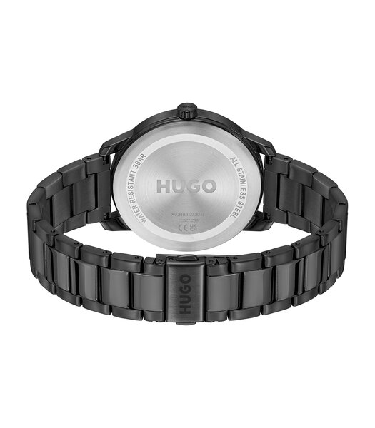 Montre HUGO STAMP Homme 1530365 Analogue Cadran MINERAL Noir Bracelet Acier Noir Etanchéité 3BAR
