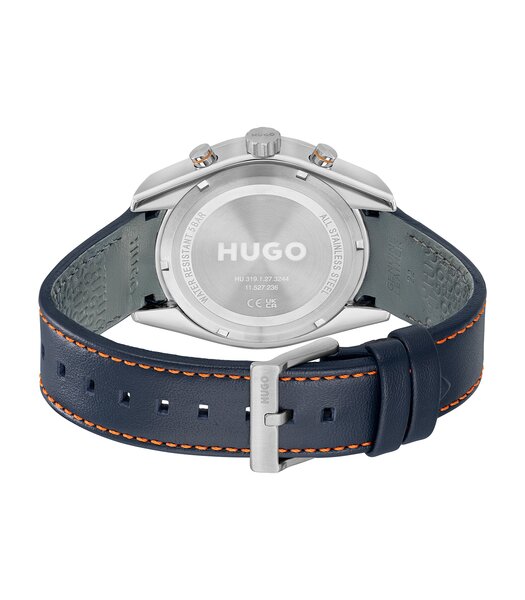 Montre HUGO FAST Homme 1530371 Analogue Cadran MINERAL Bleu Bracelet Cuir Bleu Etanchéité 5BAR