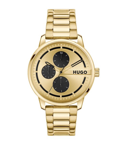 Montre HUGO STAMP MULTI Homme 1530385 Analogue Cadran MINERAL Or jaune Bracelet Acier Or jaune Etanchéité 3BAR