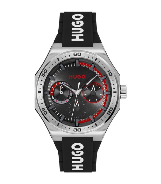 Montre HUGO GRAIL SPORT Homme 1530397 Analogue Cadran MINERAL Noir Bracelet Silicone Noir Etanchéité 5BAR