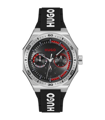 Montre HUGO GRAIL SPORT Homme 1530397 Analogue Cadran MINERAL Noir Bracelet Silicone Noir Etanchéité 5BAR