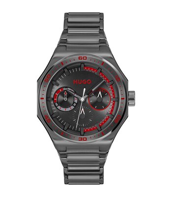 Montre HUGO GRAIL SPORT Homme 1530401 Analogue Cadran MINERAL Noir Bracelet Acier Gris Etanchéité 5BAR
