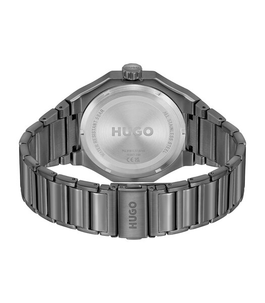Montre HUGO GRAIL SPORT Homme 1530401 Analogue Cadran MINERAL Noir Bracelet Acier Gris Etanchéité 5BAR