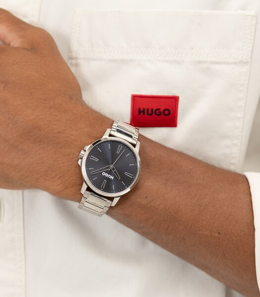 Montre HUGO SMOOTH Homme 1530419 Analogue Cadran MINERAL Bleu Bracelet Acier inoxydable Acier Etanchéité 3BAR