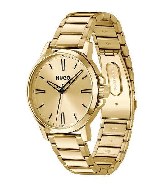 Montre HUGO SMOOTH Homme 1530420 Analogue Cadran MINERAL Or jaune Bracelet Acier Or jaune Etanchéité 3BAR