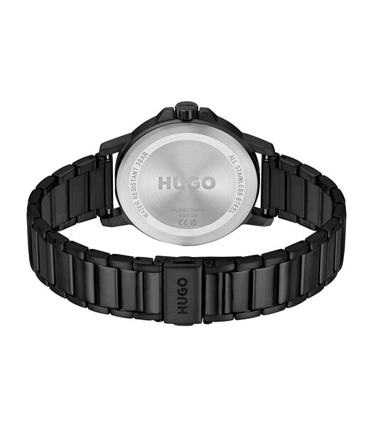 Montre HUGO SMOOTH Homme 1530421 Analogue Cadran MINERAL Noir Bracelet Acier Noir Etanchéité 3BAR